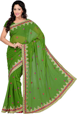 

Desi Butik Embroidered Fashion Art Silk Saree(Green)