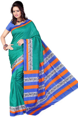 

Cenizas Printed Fashion Art Silk Saree(Multicolor), Green