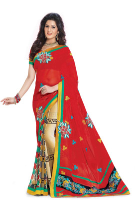 

Indianbeauty Self Design, Printed, Embroidered Bollywood Chiffon, Georgette Saree(Multicolor)