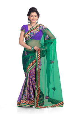

Chirag Sarees Self Design Fashion Chiffon Saree(Blue, Green), Multi color