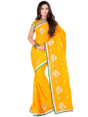 

Ansu Fashion Embroidered Fashion Georgette Saree(Yellow)