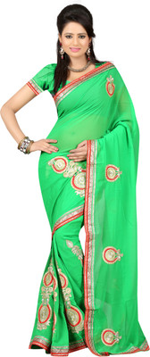 Ansu Fashion Self Design Fashion Georgette Saree(Green)