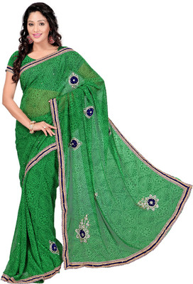 

Desi Butik Embroidered Fashion Art Silk Saree(Green, Blue), Blue;green