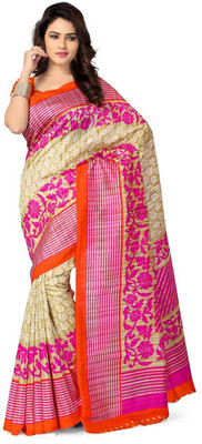 

Ewows Printed Fashion Art Silk Saree(Beige)