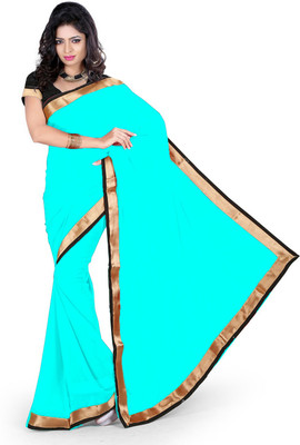 

Indian Wear Online Solid Fashion Georgette Saree(Blue)