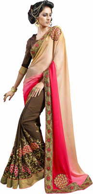 

Jiya Self Design, Embroidered Fashion Jacquard, Georgette Saree(Beige, Pink, Brown), Beige;brown;pink