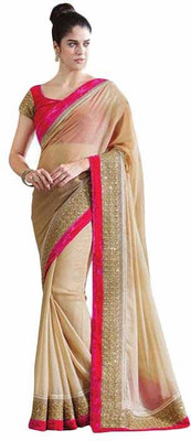 

Style Zone Self Design Fashion Chiffon Saree(Beige)
