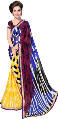 

Indianbeauty Self Design, Printed Fashion Georgette Saree(Multicolor), Blue;yellow