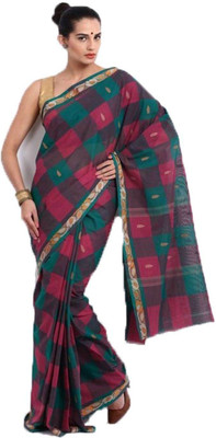 Javuli Woven Chettinadu Handloom Cotton Saree(Green)