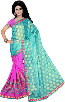 

Indian Wear Online Embroidered Fashion Georgette Saree(Blue)