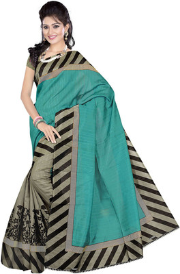 

Lovelylook Printed Daily Wear Art Silk Saree(Green, Grey), Sea green & grey