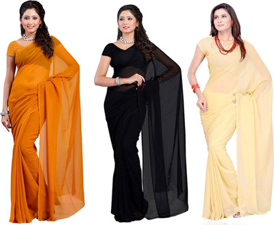 

Multi Retail Solid Bollywood Georgette Saree(Pack of 3, Multicolor)