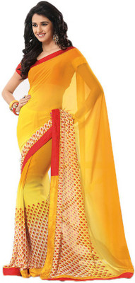 

Party Wear Dresses Printed Fashion Pure Chiffon Saree(Yellow)