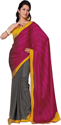 Indian Wear Online Printed Fashion Pure Chiffon Saree(Pink)