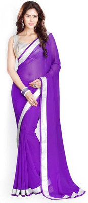 

Stylezone Solid Fashion Chiffon Saree(Purple)