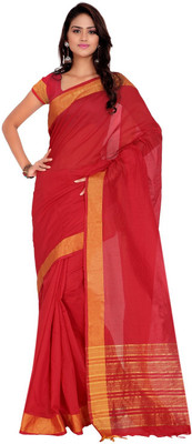 

Suvastram Solid Chanderi Art Silk Saree(Red)
