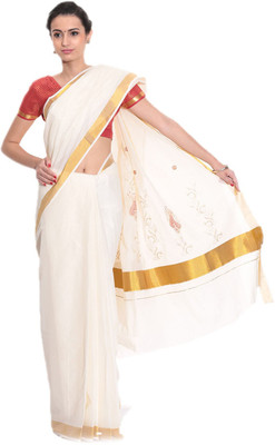 

Darps Self Design Balarampuram Cotton Saree(Multicolor), Cream