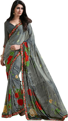 

Manthan Printed Daily Wear Georgette Saree(Grey)