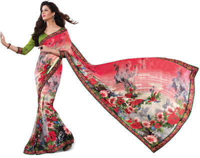 

Ridham Sarees Printed Daily Wear Handloom Georgette Saree(Multicolor)