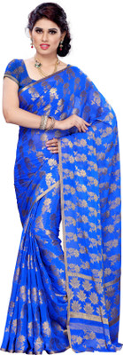 

Mimosa Printed Kanjivaram Chiffon Saree(Blue), Royal blue
