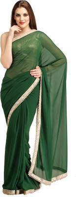 Stylezone Self Design Fashion Chiffon Saree(Dark Green)