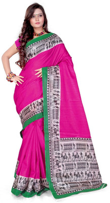

Cenizas Printed Fashion Crepe Saree(Multicolor), Pink
