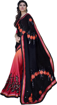 

Khoobee Self Design, Embellished, Embroidered Fashion Georgette Saree(Multicolor, Black), Black;multicolor