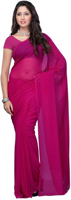 

Surupta Solid Daily Wear Chiffon Saree(Magenta), Rani