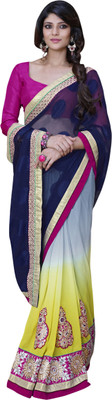 

Parisha Embroidered Fashion Georgette Saree(Yellow, Grey), Grey;yellow