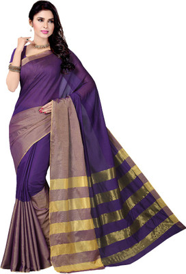 Rani Saahiba Solid Gadwal Cotton Saree(Blue