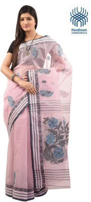 

Tantuja Self Design Dhaniakhali Handloom Cotton Saree(Pink)