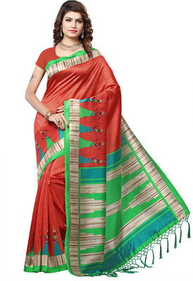 VASTRAKALA Printed Bollywood Art Silk Saree Maroon