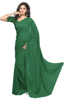 

Surupta Solid Fashion Georgette Saree(Green), Dark bottle green