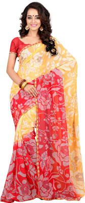 

Khoobee Self Design, Printed Fashion Chiffon Saree(Red, Yellow)