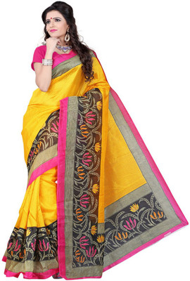 

Anushree Saree Printed Bhagalpuri Khadi Saree(Multicolor), Yellow