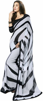 

Shree Vardhman Embroidered Bollywood Georgette Saree(Multicolor), Black and grey