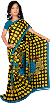 

Vardan Prints Printed Bollywood Synthetic Georgette Saree(Yellow, Black), Black;yellow