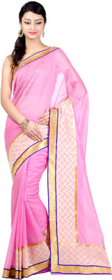 kamila creation Printed Daily Wear Cotton Blend Saree(Pink)