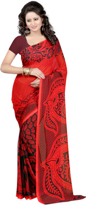 

Ansu Fashion Floral Print Fashion Georgette Saree(Red)