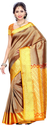 

Mimosa Woven Kanjivaram Art Silk Saree(Yellow), Maroon