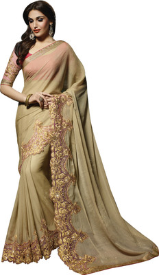 

Jiya Self Design, Embroidered, Embellished Fashion Chiffon Saree(Beige)