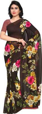 Anand SAREES Floral Print Daily Wear Georgette Saree(Brown) Anand SAREES Floral Print Daily Wear Georgette Saree(Brown)