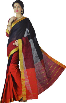 

Neshkaar Striped Bollywood Cotton Saree(Multicolor)