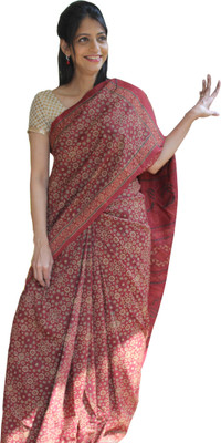 

Indo Mood Woven Daily Wear Tussar Silk Saree(Maroon), Bright maroon