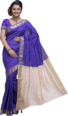 

Ishin Solid Fashion Poly Silk Saree(Blue)