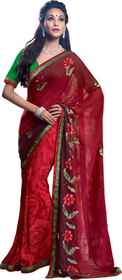 

Parisha Printed Daily Wear Georgette Saree(Maroon)