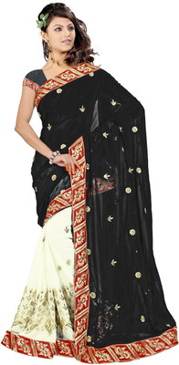 

Kesar Sarees Solid Bollywood Georgette Saree(Black)