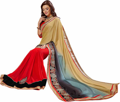 

Jiya Self Design, Embroidered, Embellished Fashion Georgette, Jacquard Saree(Beige, Multicolor, Red)