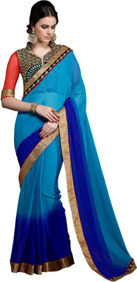 

Lovely Look Embroidered Daily Wear Georgette Saree(Blue, Blue), Sky blue & dark blue