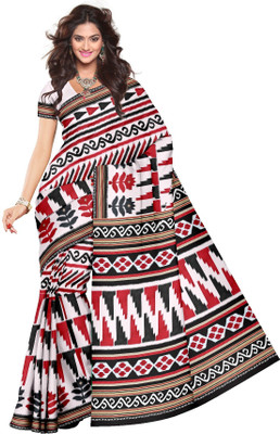 

Sangam Kolkata Graphic Print Bollywood Cotton Saree(Red, White)